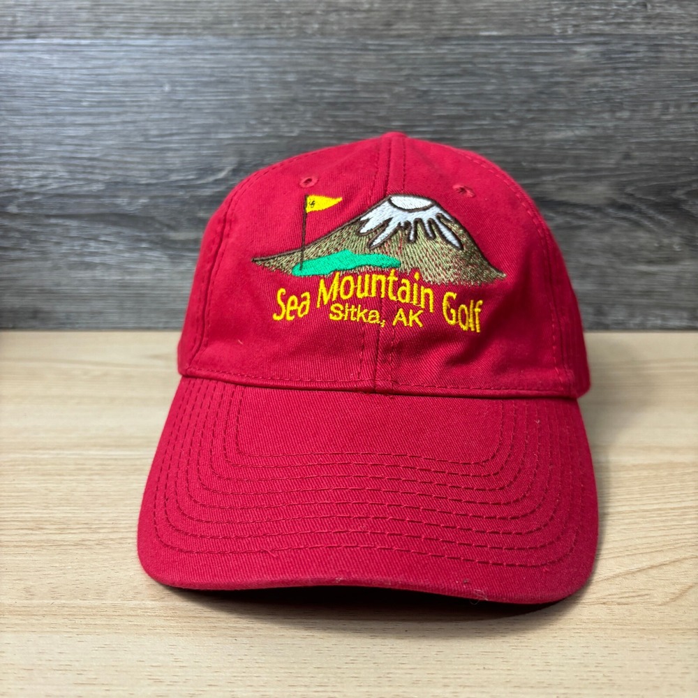 Sea Mountain Golf Hat Cap Strap Back Red Sitka‎ Alaska Adjustable